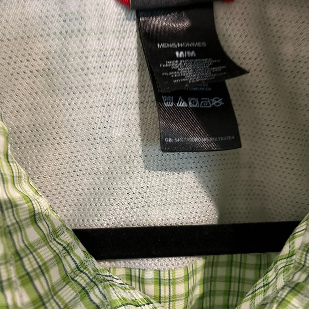 The North Face Shirt Men's M Short Sleeve Green Lightweight‎ Top LOGO Plaid✅